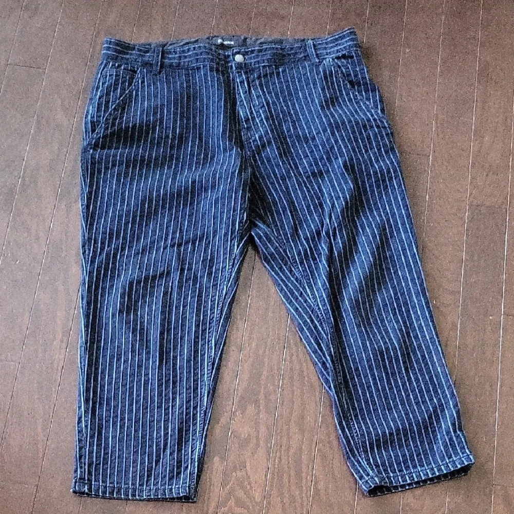 True Religion Devin Cropped Navy Striped Trouser